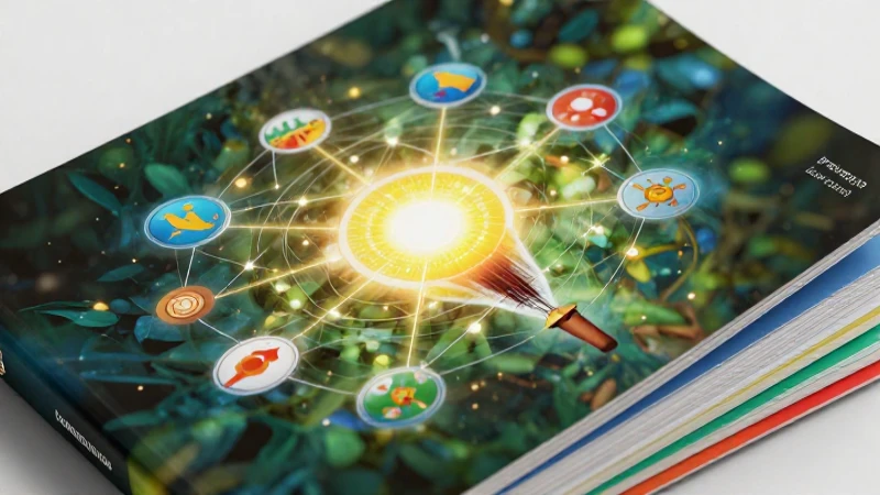 Blog educativo vibrante con red de conceptos