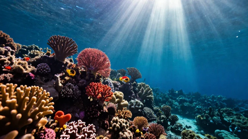 Ejemplo de mutualismo: 15 impactantes casos reales 12 Arrecife coral vibrante con vida marina realista