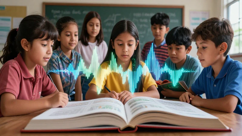 Estudiantes mexicanos aprendiendo con entusiasmo en un ambiente vibrante