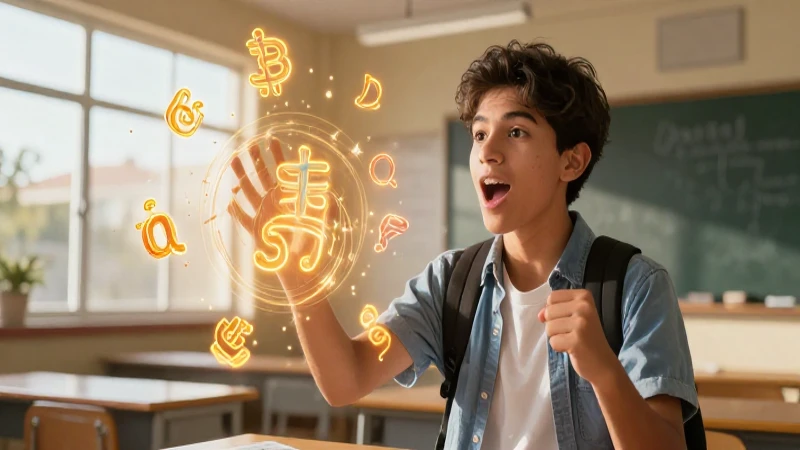 Estudiante mexicano entusiasta aprende palabras átonas