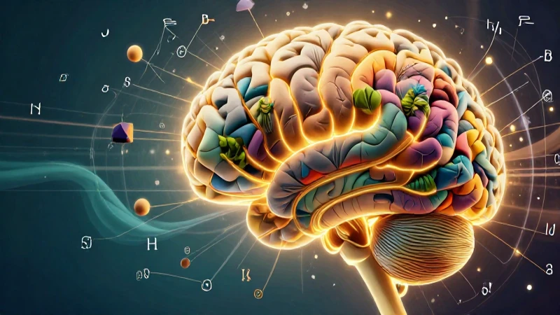 Cerebro ilustrado representa conceptos lingüísticos dinámicos