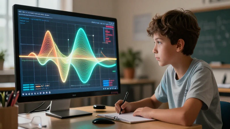 Pon a prueba tus datos con el mejor polígono de frecuencia 4 Estudiante analiza datos con polígono de frecuencia vibrante