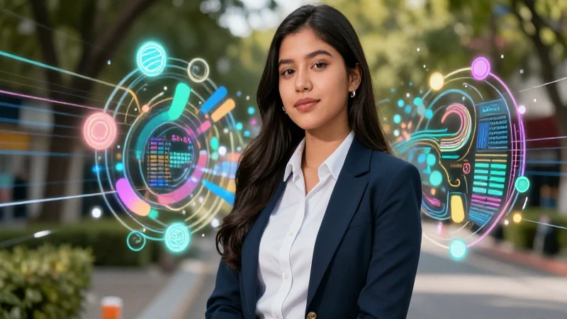 100 ejemplos de pronombres para aprender 21 Estudiante mexicano profesional rodeado de datos