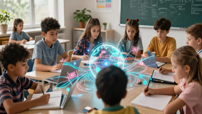 Estudiantes conectados globalmente por datos digitales