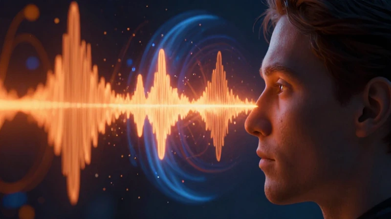 Cráneo humano con visualización de ondas sonoras