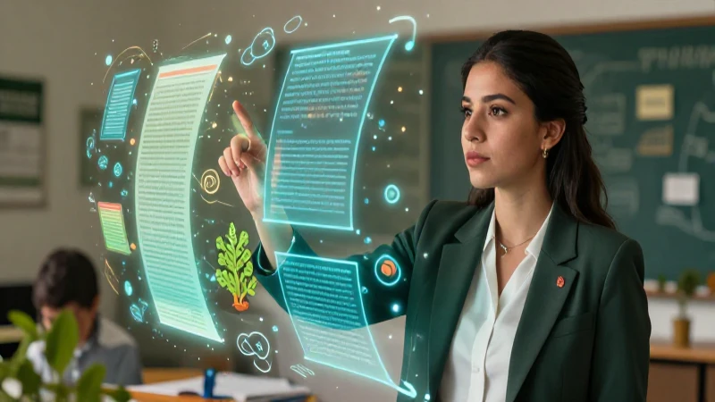Joven maestra mejora redacción con ideas digitales