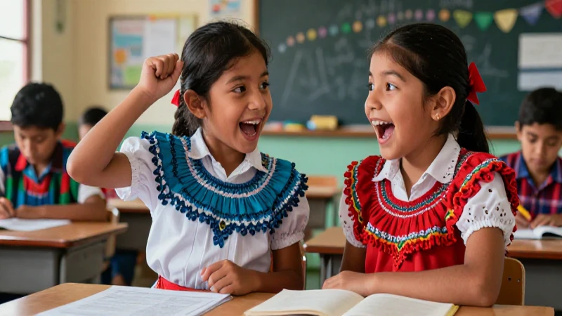Niños mexicanos alegres descubren algo sorprendente