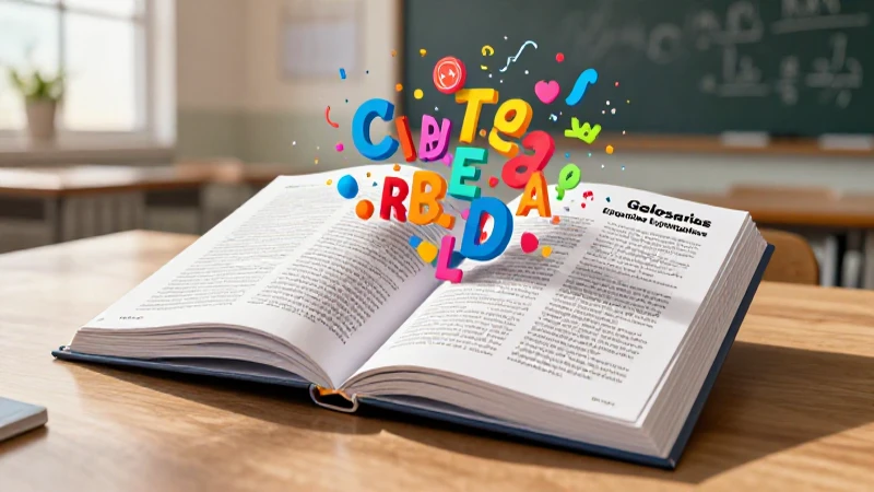 Glosario visual atractivo en estilo educativo moderno