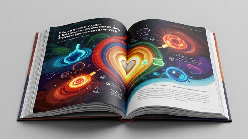 Estilo vibrante: libro abierto con conceptos abstractos