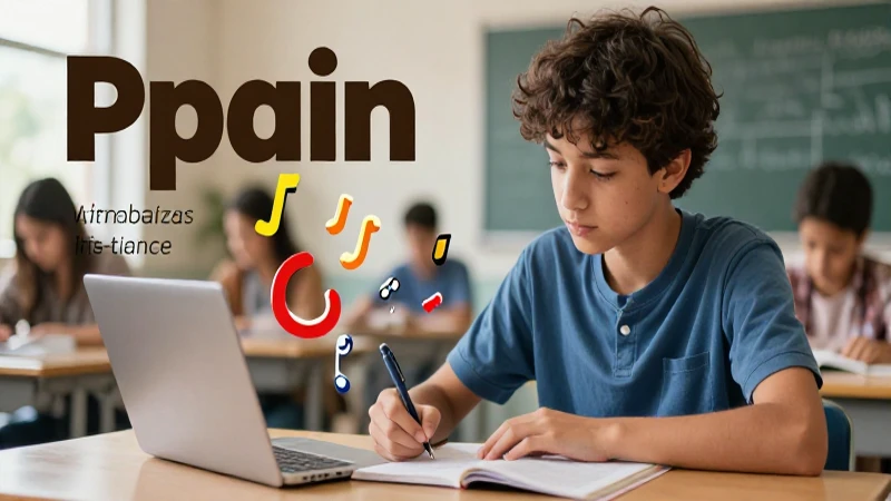 Ilustración realista de estudiante aprendiendo español