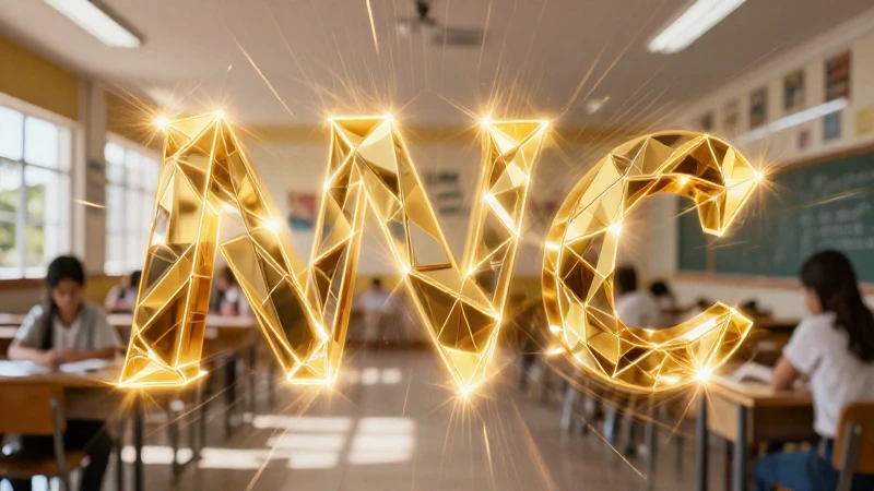 Diseño educativo: formas doradas en escuela mexicana