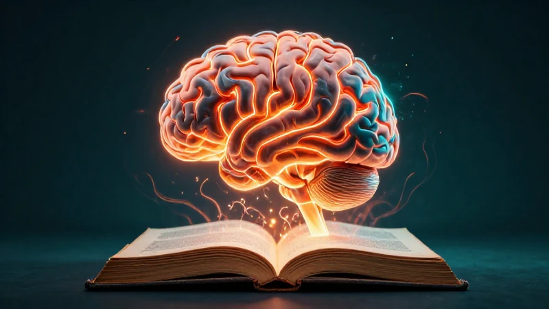 Red neuronal brillante en un libro antiguo