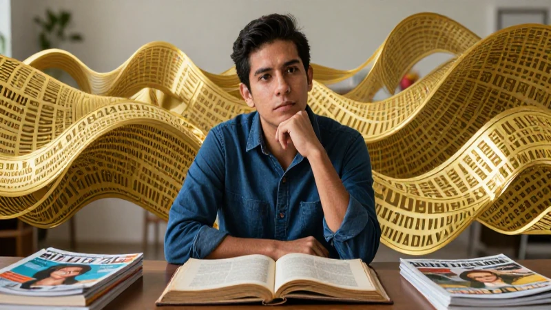 Joven académico mexicano en ambiente educativo y detallado