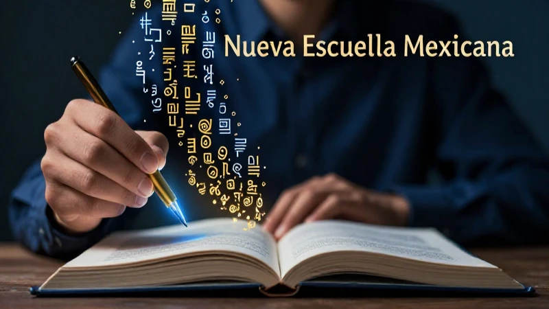 Estudiante creativo con pen y libros en estilo moderno