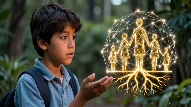 Ilustración educativa de analogías y raíces familiares