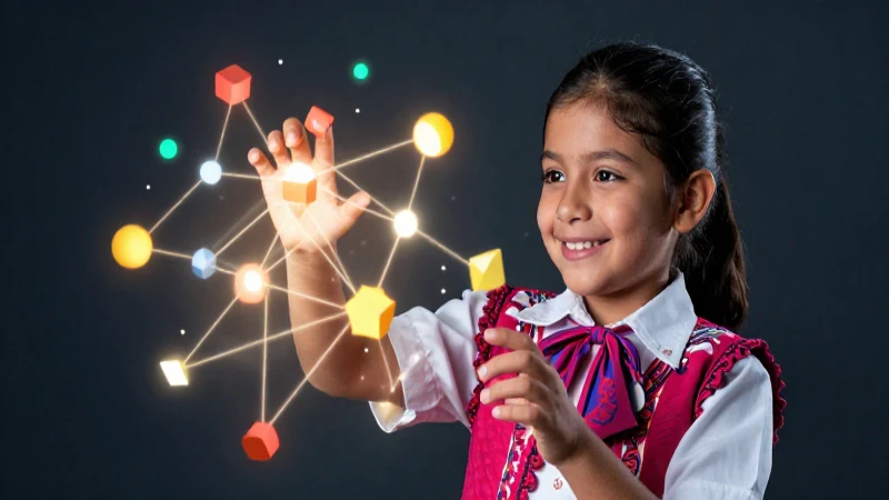 Estudiante mexicano y abstracción geométrica vibrante