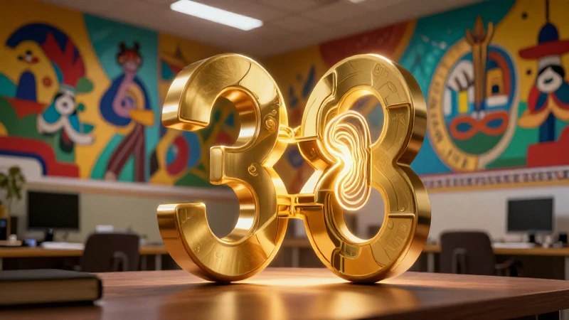Conceptos dorados con mural educativo vibrante