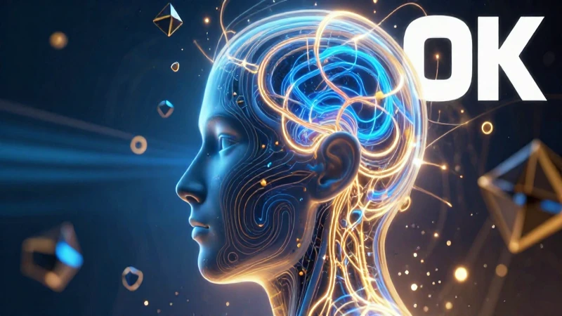 Ilustración digital de cabeza con neuronas azules y oro