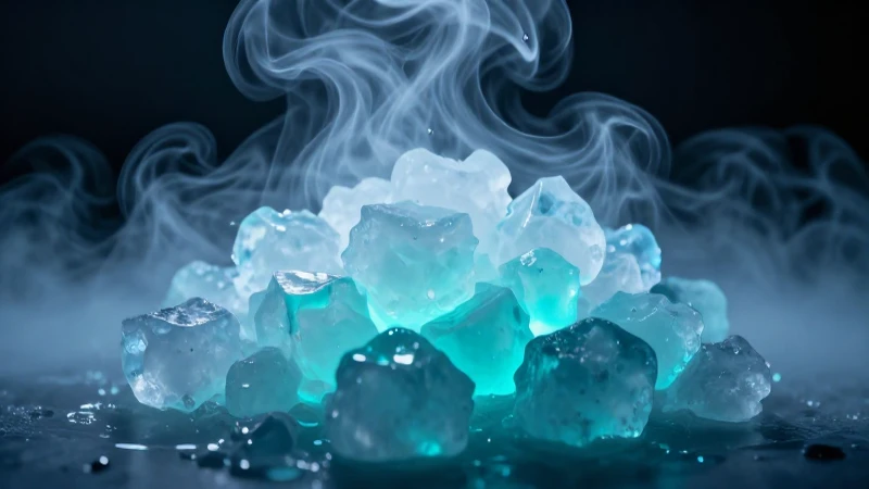 Ejemplos de Cambios Físicos en la Vida Diaria: 20 Casos 12 Cubos de hielo brillando en un entorno azul intenso