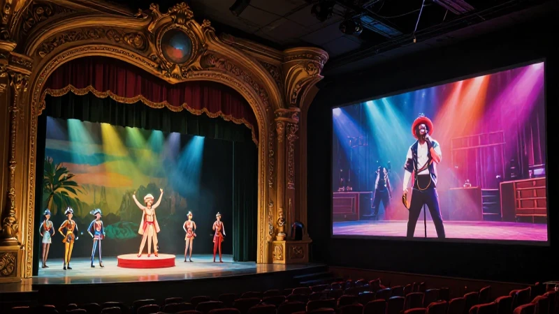 Escena teatral y cinematográfica contrastan visualmente
