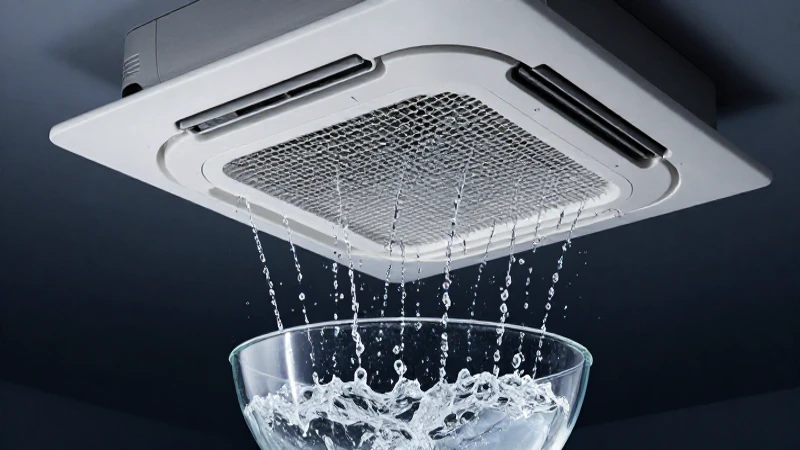 Aire acondicionado moderno con agua brillante y luces dramáticas