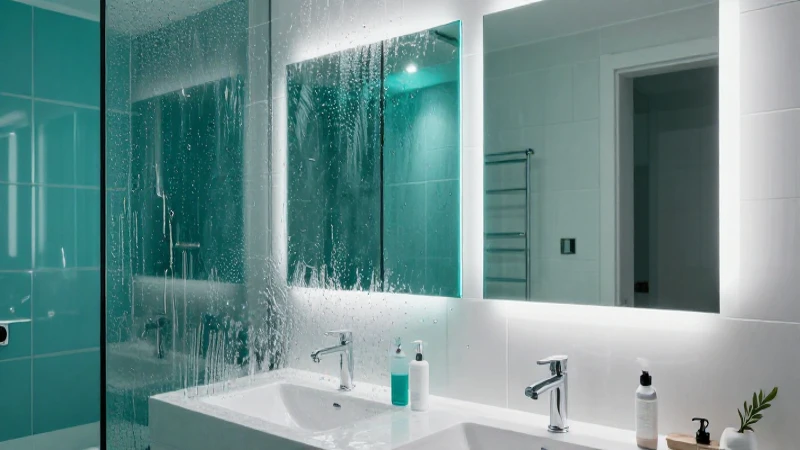 Condensación de espejos en baño moderno