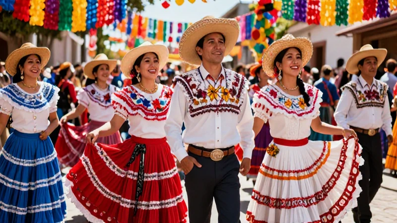 Fiesta mexicana vibrante con detalles realistas