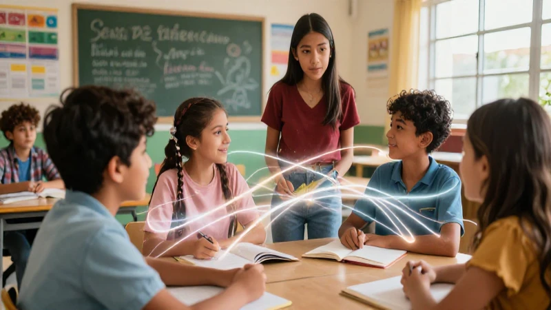 Clase mexicana vibrante con comunicación luminosa y diálogo