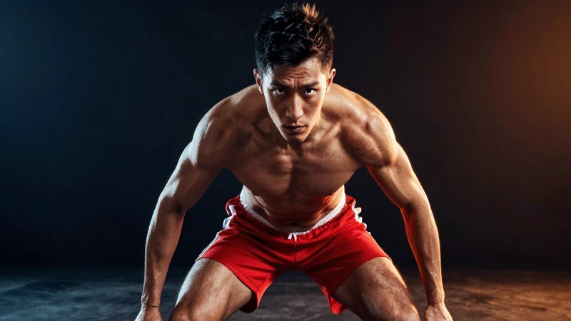 Atleta dinámico con iluminación dramática y colores vibrantes