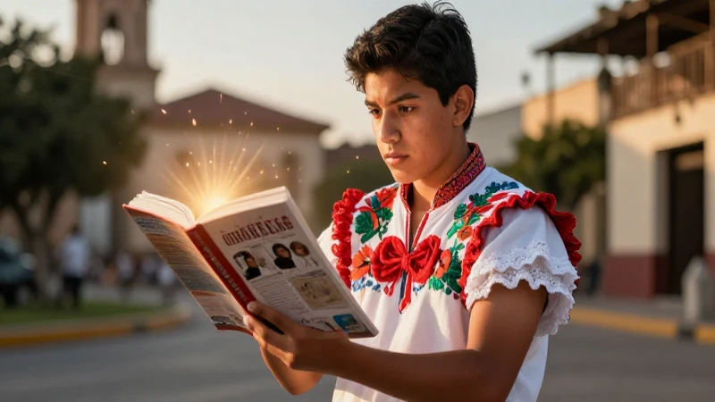 Estudiante mexicano, tradición y conocimiento vibrante