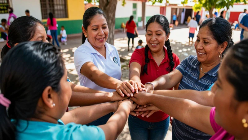 Comunidad mexicana vibrante en unión, bajo luz solar