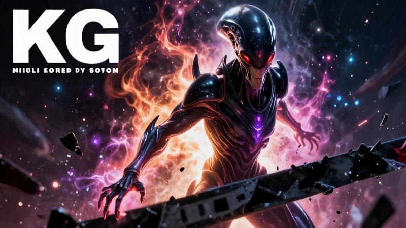 Alien vibrante rompe barrera cósmica dramática