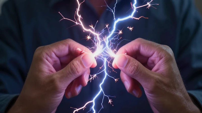 Manos generan electricidad con chispas vibrantes