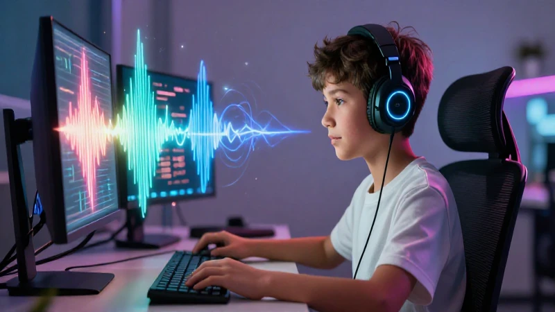 Estudiante concentrado en un espacio moderno y vibrante