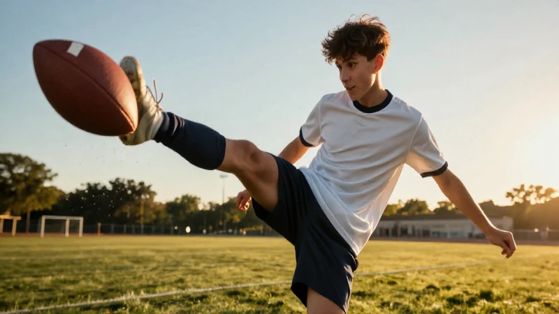 Ejemplos de la Segunda Ley de Newton en la vida cotidiana 6 Atleta joven ejecuta potente patada de fútbol