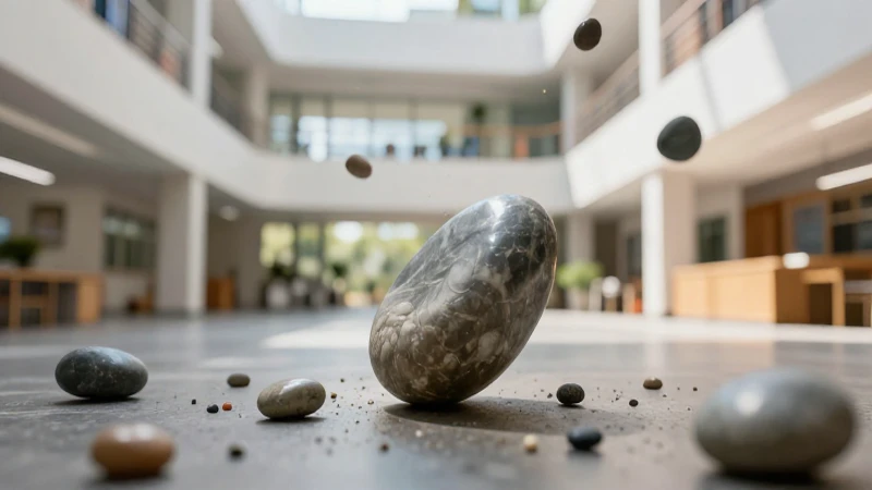 Ejemplos de la Segunda Ley de Newton en la vida cotidiana 5 Piedra brillante cae en atrium escolar moderno