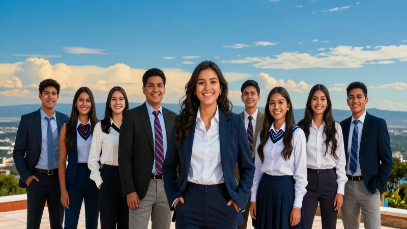 Estudiantes mexicanos sonriendo con estética profesional