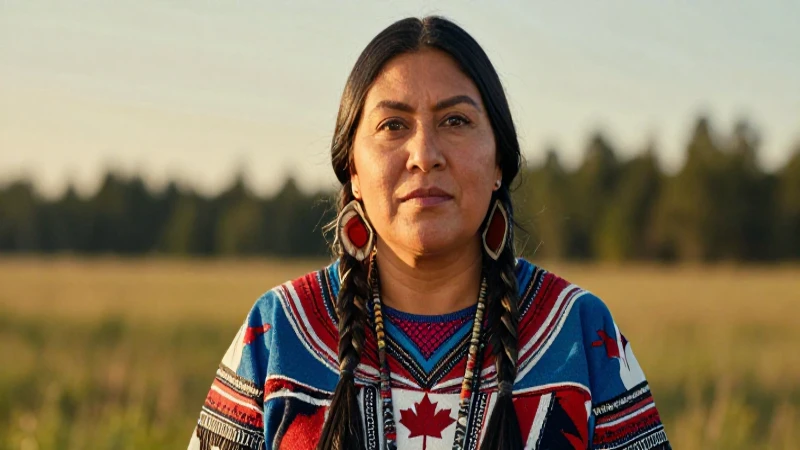 Mujer indígena canadiense fuerte con aire inspirador