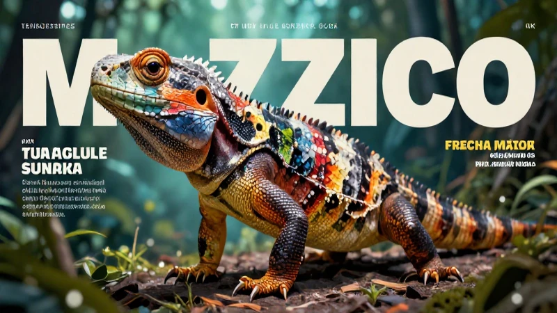 Reptil vibrante en estilo moderno de revista educativa