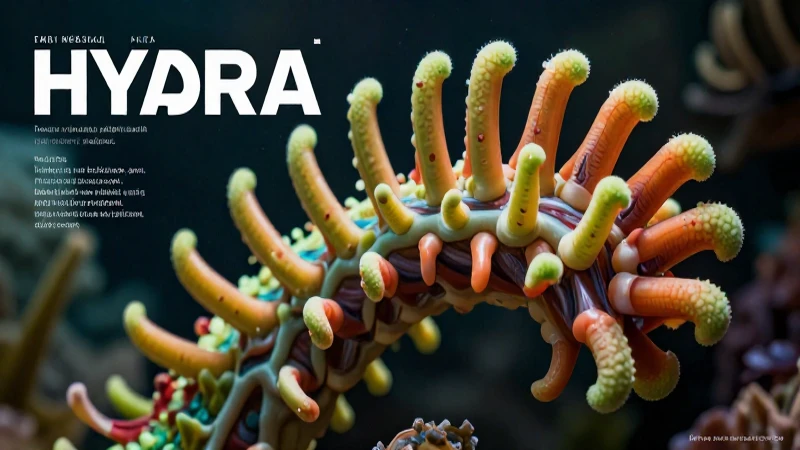 Ilustración biológica vibrante de hidra