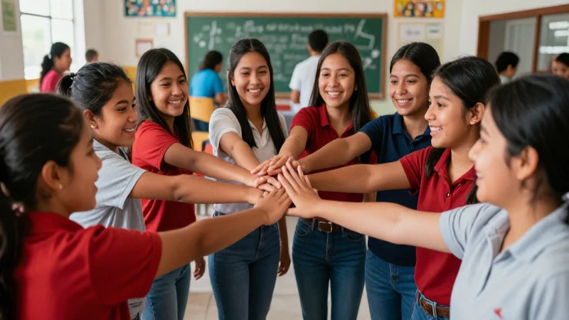 Alumnos mexicanos alegres en vibrante aprendizaje