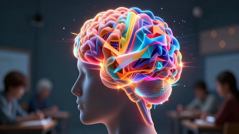 Mente humana vibrante con conceptos abstractos