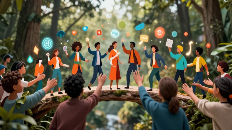 Comunicación intercultural representada de forma vibrante