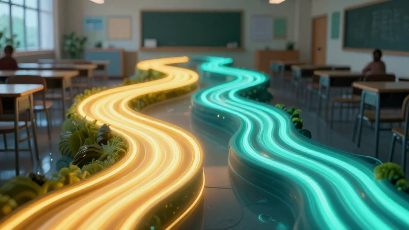 Arte conceptual con caminos duales y vibrantes