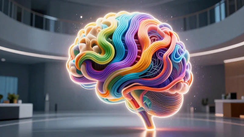 Mente luminosa fusionándose con geometría