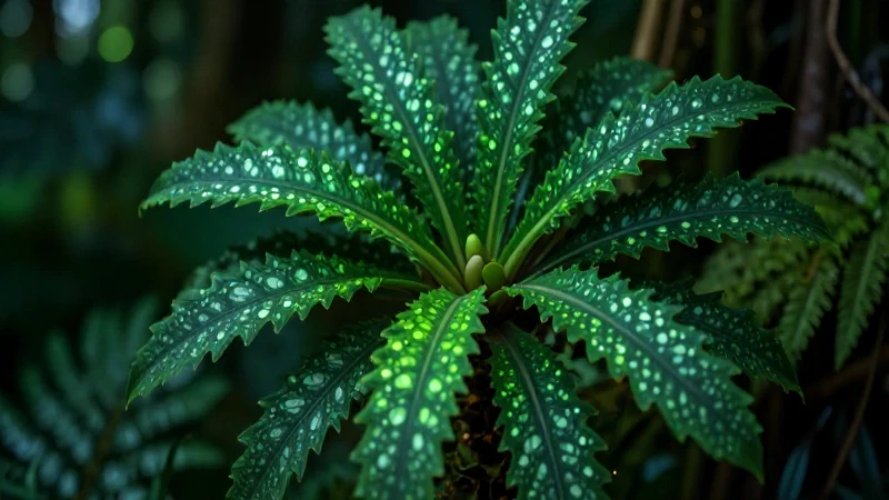 Ejemplos del Reino Vegetal: 10 Plantas Impresionantes 3 Fotografía artística de plantas tropicales bioluminiscentes