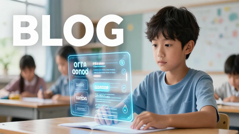 Estudiante aprende gramática con tecnología avanzada