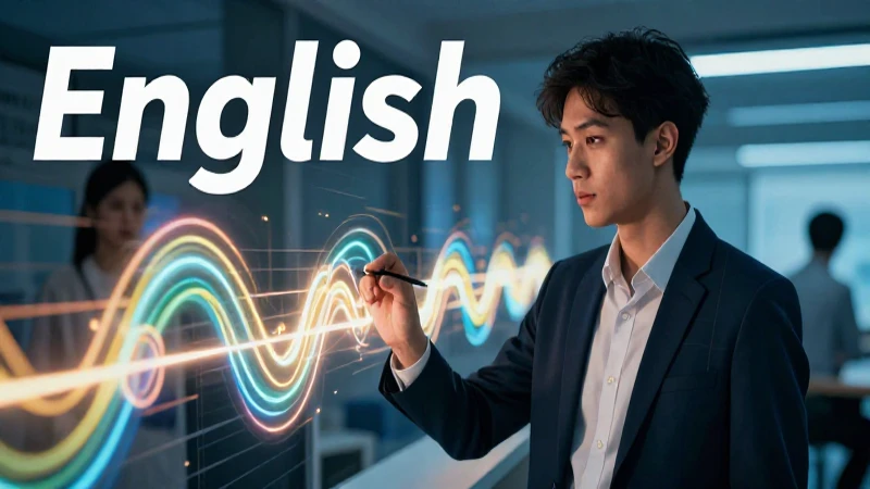 Joven profesional aprende inglés con estilo moderno
