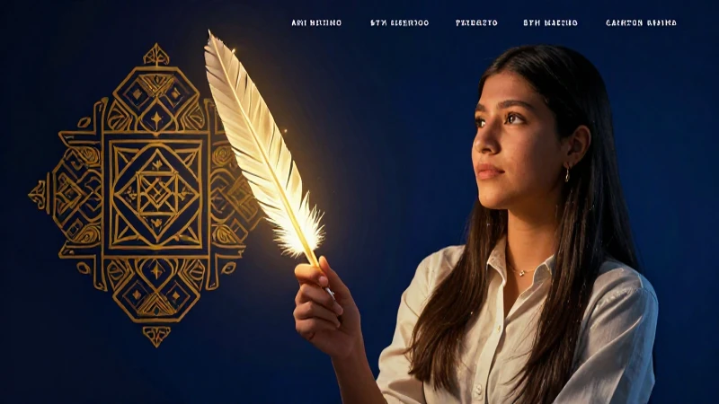 Estudiante con pluma, diseño dramático y educativo