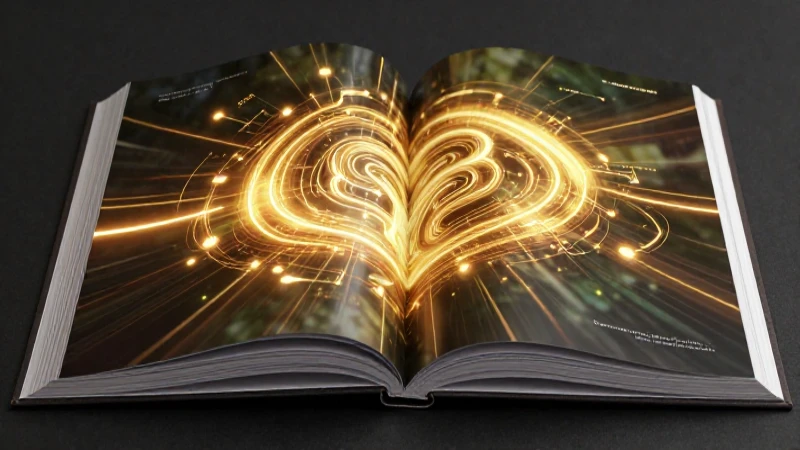 Libro abierto estilizado con luz dorada y dinámico